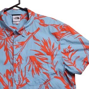 The North Face Button Up Shirt Tropical Print Short Sleeve Mens XL
